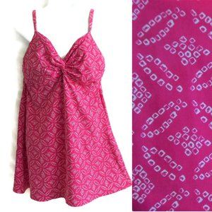 Lands End Swim Pink Dress 1 Piece Twist Bust Slimming Underwire Bra Geo10